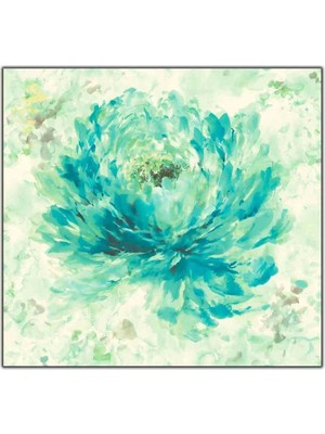 Tablo Dekor Mavi Lotus Çiçeği Yoğun Yağlı Boya Dokulu Tablo