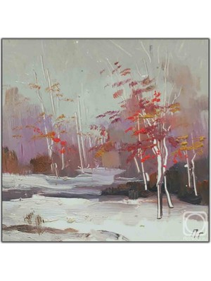 Tablo Dekor Kırmızı Yapraklı Ağaçlar Yağlı Boya Dokulu Tablo