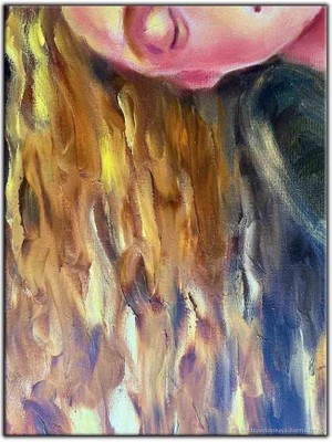 Tablo Dekor Sarı Saçlı Kız Yağlı Boya Dokulu Tablo