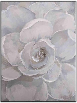 Tablo Dekor Beyaz Çiçek Yağlı Boya Dokulu Tablo