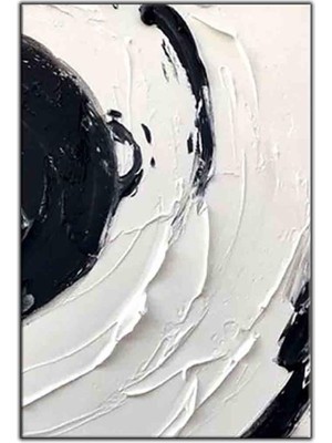 Tablo Dekor Soyut Siyah Beyaz Çizgiler Orijinal Yağlı Boya Tablo
