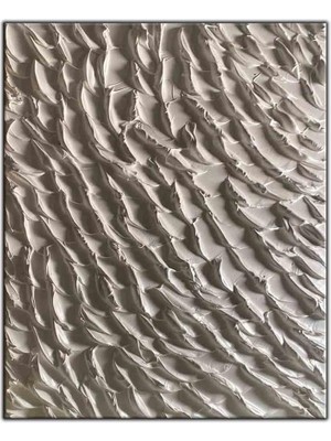 Tablo Dekor Soyut Beyaz Spatula Izleri Orijinal Yağlı Boya Tablo