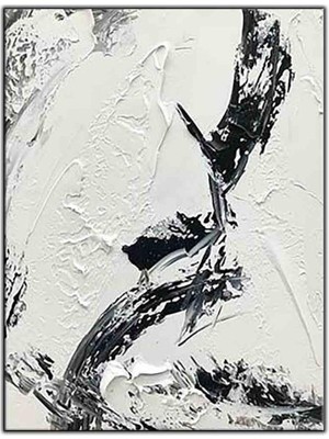 Tablo Dekor Soyut Siyah Beyaz Dokular Orijinal Yağlı Boya Tablo