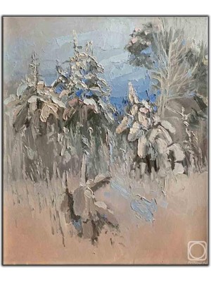 Tablo Dekor Soyut Ağaçlar Yağlı Boya Dokulu Tablo