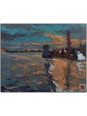 Tablo Dekor Karanlık Iskele Yağlı Boya Dokulu Tablo