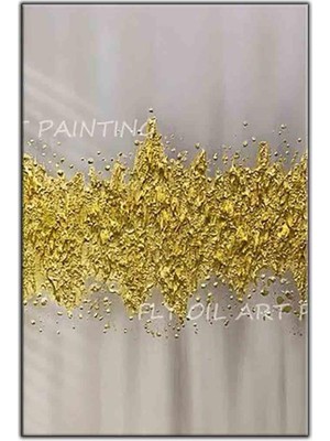 Tablo Dekor Soyut Altın Dokular Orijinal Yağlı Boya Tablo