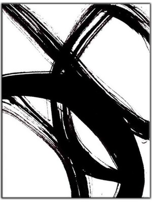 Tablo Dekor Soyut Siyah Çizgiler Orijinal Yağlı Boya Tablo