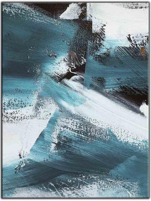 Tablo Dekor Soyut Mavi ve Siyah Desenlr Yağlı Boya Dokulu Tablo