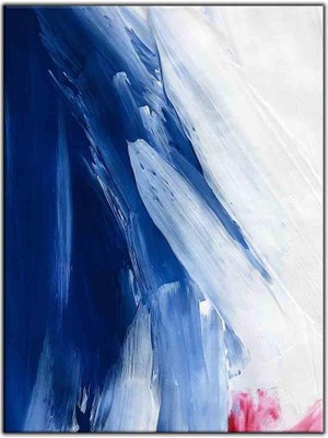 Tablo Dekor Soyut Mavi ve Beyaz Dalgalar Yağlı Boya Dokulu Tablo