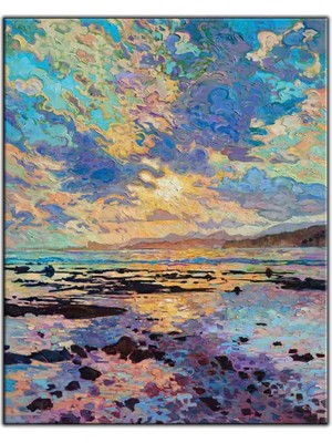 Tablo Dekor Gün Işındaki Deniz Yağlı Boya Dokulu Tablo
