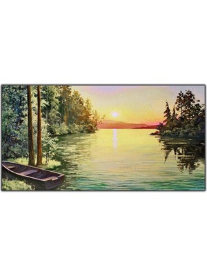 Tablo Dekor Gün Batımında Göl Orijinal Yağlı Boya Tablo