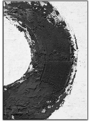 Tablo Dekor Soyut Siyah Yarım Daire Orijinal Yağlı Boya Tablo