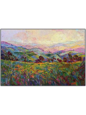 Tablo Dekor Kır Çiçekleri Manzarası Yağlı Boya Dokulu Tablo
