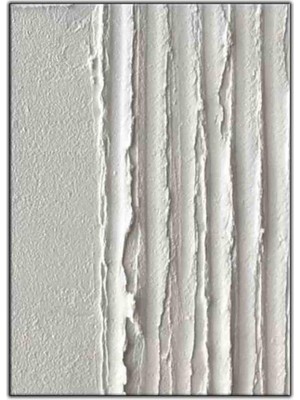 Tablo Dekor Soyut Beyaz Çizgiler Orijinal Yağlı Boya Tablo
