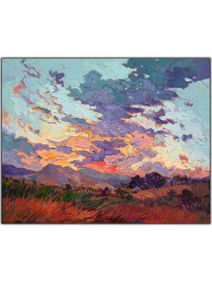 Tablo Dekor Bulutlu Gözyüzü Manzarası Yağlı Boya Dokulu Tablo