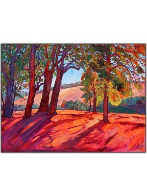 Tablo Dekor Çöldeki Ağaçlar Yağlı Boya Dokulu Tablo