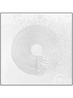 Tablo Dekor Soyut Beyaz Spiral Çizgiler Orijinal Yağlı Boya Tablo
