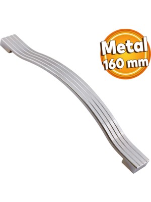 Badem10 Akasya Metal Mobilya Mutfak Dolabı Çekmece Kapı Dolap Kapak Kulpu Kulbu Krom 160 mm Kulp
