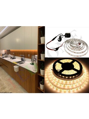 Led Home Mutfak Dolabı İçin Şerit LED + 12V Adaptör Tak Çalıştır Aç Kapa Anahtarlı