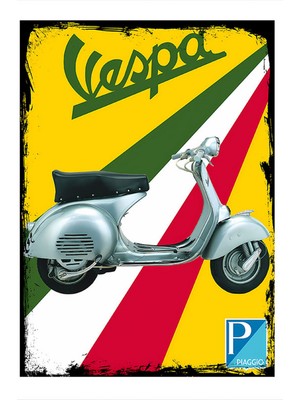 Karizma Tablo Vespa Motorsiklet Mdf Poster 50CMX 70CM