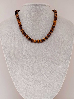Yaşam Tohumu Kaplangözü Taşı Faset Kesim Royal Kolye 8mm (Klipsli) (39555)