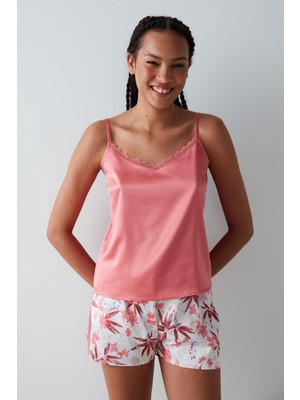 Penti Rosy Solid Saten Atlet Pijama Üstü
