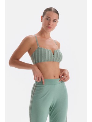 Dagi Yeşil Dantel Derin V Detaylı Büstiyer