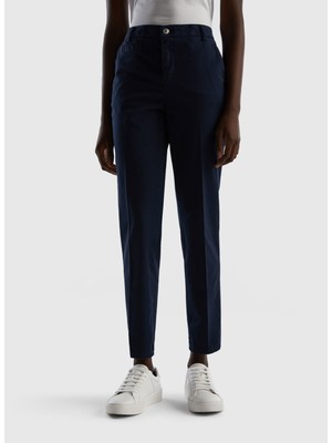 Benetton Yüksek Bel Normal Lacivert Kadın Chino Pantolon 312214GD7558S3