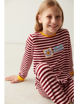 Penti Kız Çocuk Çizgili Termal Pijama Takımı