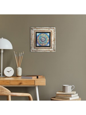 Pinecone Mandala Taş Duvar Tablosu Çerçeveli Duvar Dekoru Wall Art T1-229