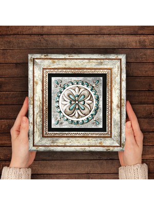 Pinecone Çini Sanatı Taş Duvar Tablosu Çerçeveli Duvar Dekoru Wall Art T1-31