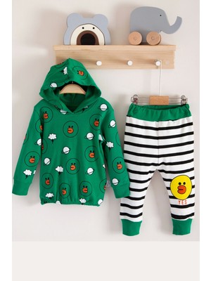 Cndr Civciv Desenli 2'li % 100 Pamuk Erkek Bebek Takımı