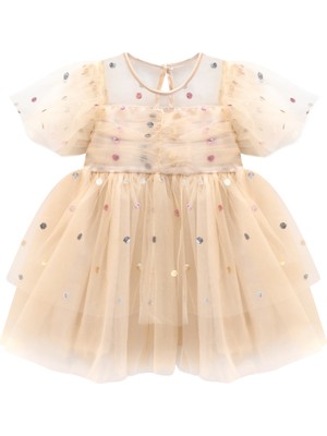 Lilax Baby Lilax Kız Çocuk Puanlı Tüllü Doğum Günü Parti Elbisesi
