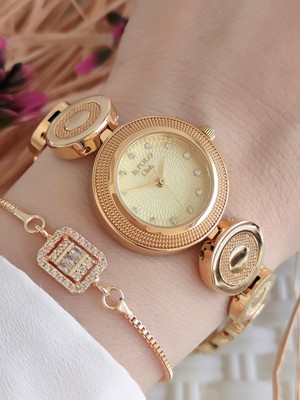 Jg.Polo Club BLKT.2.624 Jg. Polo Club Taş Detaylı Baget Bileklik Hediyeli Metal Kordon Kadın Kol Saati