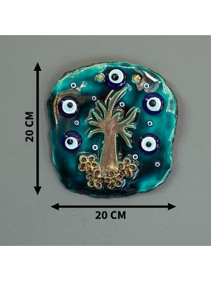 Camekan Tablo Hayat Agaci Seramik Duvar Susu Nazar Boncugu Hediyelik Duvar Dekorasyonu