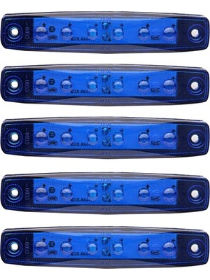Oto Aksesuarcım Mavi Parmak LED Dorse Lamba 6 Ledli 12-24V 5'li