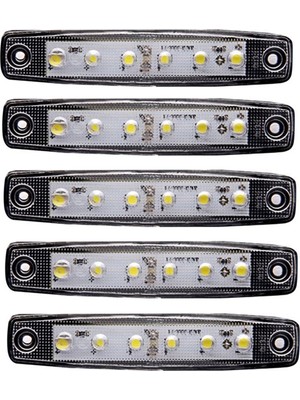 Oto Aksesuarcım Beyaz Parmak LED Dorse Lamba 6 Ledli 12-24V 5'li