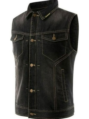 Motoanl Motosiklet Kot Yelek Dayanıklı Jeans Kot Kumaş 3D Sırt Koruma Chopper Motor Yelek