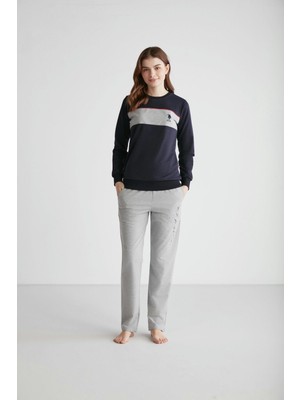 U.S. Polo Assn.   Kadın Lacivert Yuvarlak Yaka Pijama Takımı 16941