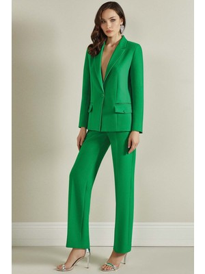 Guitar Erkek Yaka Yeşil Dokuma Blazer