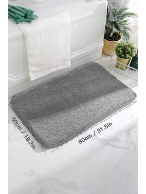 Brilla Home Brillahome Kaymaz Taban, Tekli Post Peluş Banyo Paspası, Kaymaz Taban 50*80  cm