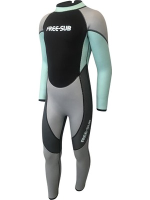 Free-Sub 3mm Çocuk Sörf Scuba Tüplü Dalış Elbisesi Wetsuit Turkuaz