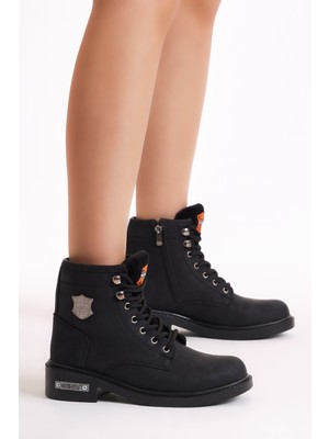 Tonny Black Unisex Bot – Kaliteli Malzeme, Düz Topuk, Bağcıklı ve Fermuarlı, Günlük Kullanıma Uygun Şık Tasarım
