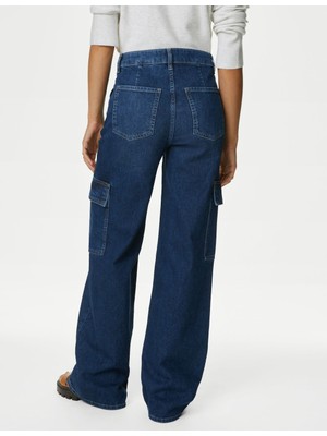 Marks & Spencer Yüksek Bel Wide Leg Kargo Jean Pantolon