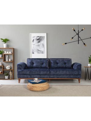 Perla Sofa Madrid Üçlü Yataklı Koltuk Bora Lacivert