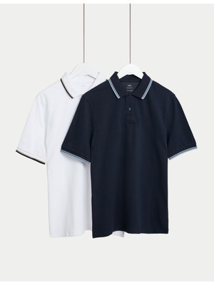 Marks & Spencer Saf Pamuklu 2'li Polo Yaka T-Shirt