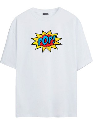 The Wert Pop Baskılı Beyaz Oversize Tshirt