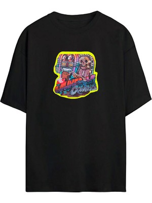 The Wert Jukerx Cow Baskılı Siyah Oversize Tshirt