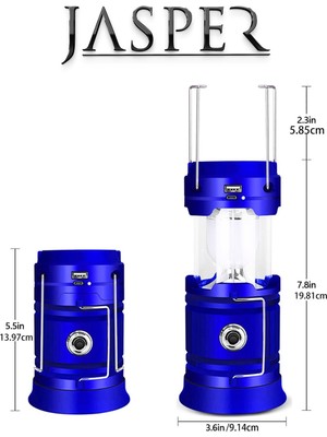 Jasper JPR-5800 Katlanabilir Kızaklı Güneş Enerjili Şarj Kablolu Ledli Kamp Piknik  Lambası