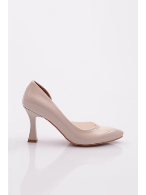 DGN 0653 Kadin Sivri Burun Parmak Dekolteli Yani Transparan Uzun Topuklu Ayakkabi